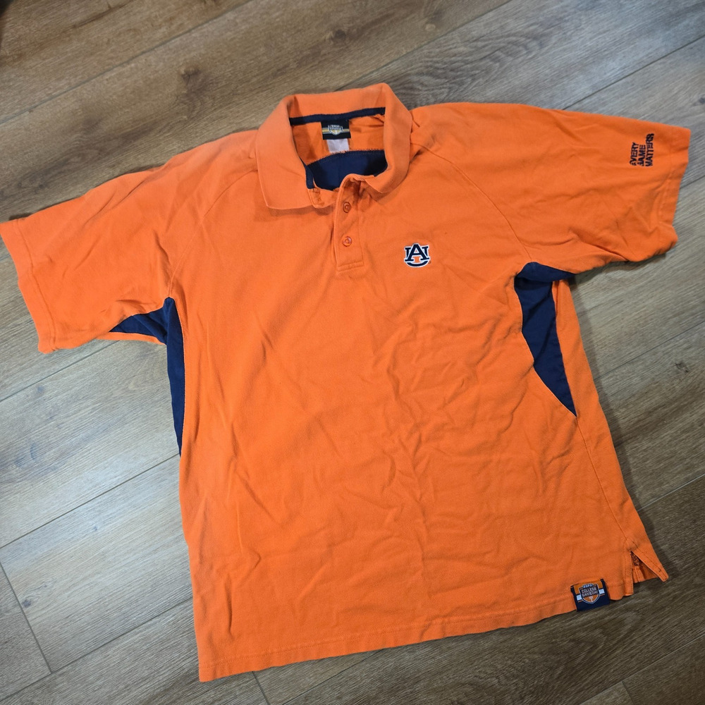 Vintage ESPN College GameDay Auburn Tigers Polo Shirt Mens L NCAA Football 90s